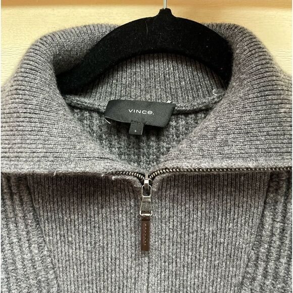 Vince gray long sleeved half zipper wool/cashmere blend sweater, size Small - Picture 3 of 8